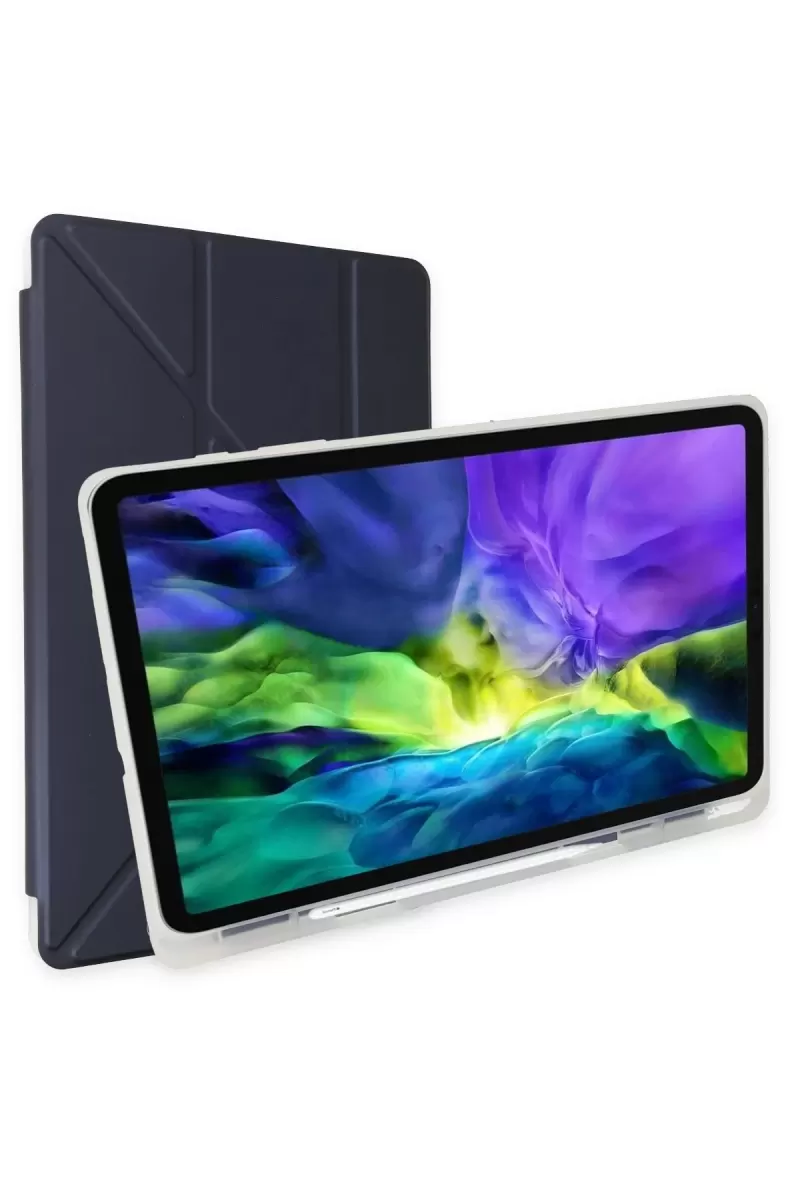 Newface Apple iPad Pro 12.9 (2021) Kılıf Kalemlikli Mars Tablet Kılıfı - Lacivert