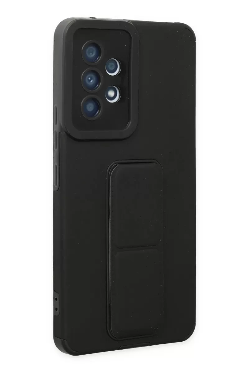 Newface Samsung Galaxy A53 5G Kılıf Mega Standlı Silikon - Siyah