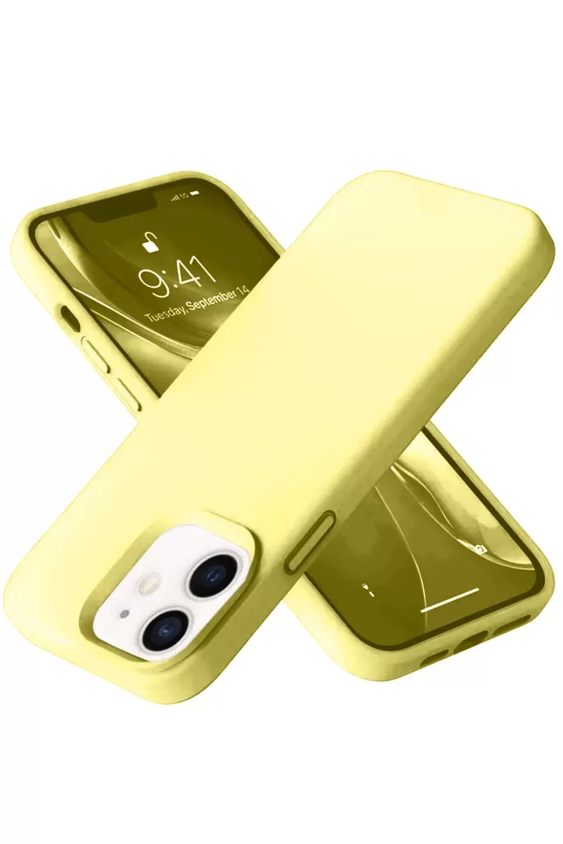 Newface Apple iPhone 12 Kılıf Nano içi Kadife Silikon- Sarı