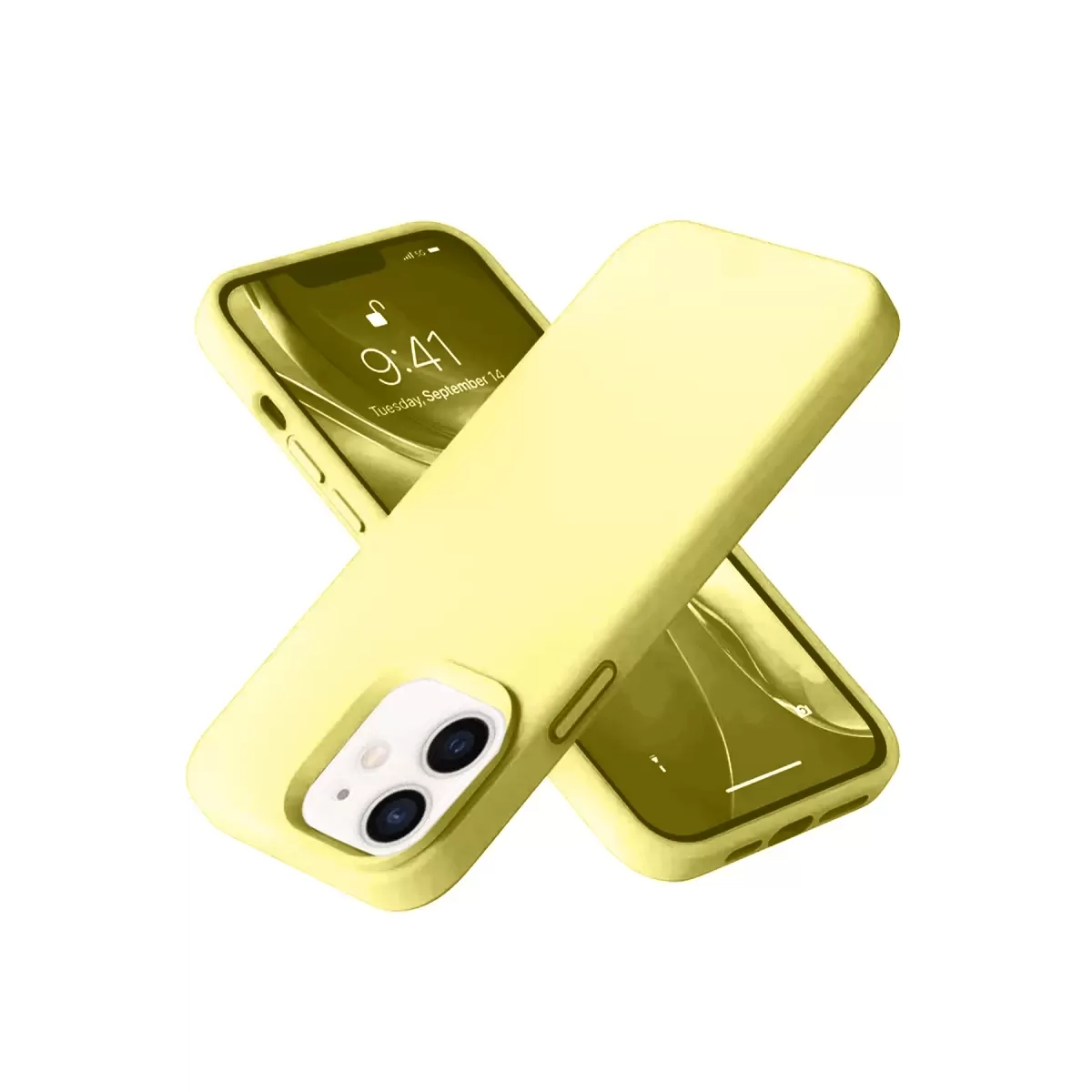 Newface Apple iPhone 12 Kılıf Nano içi Kadife Silikon- Sarı