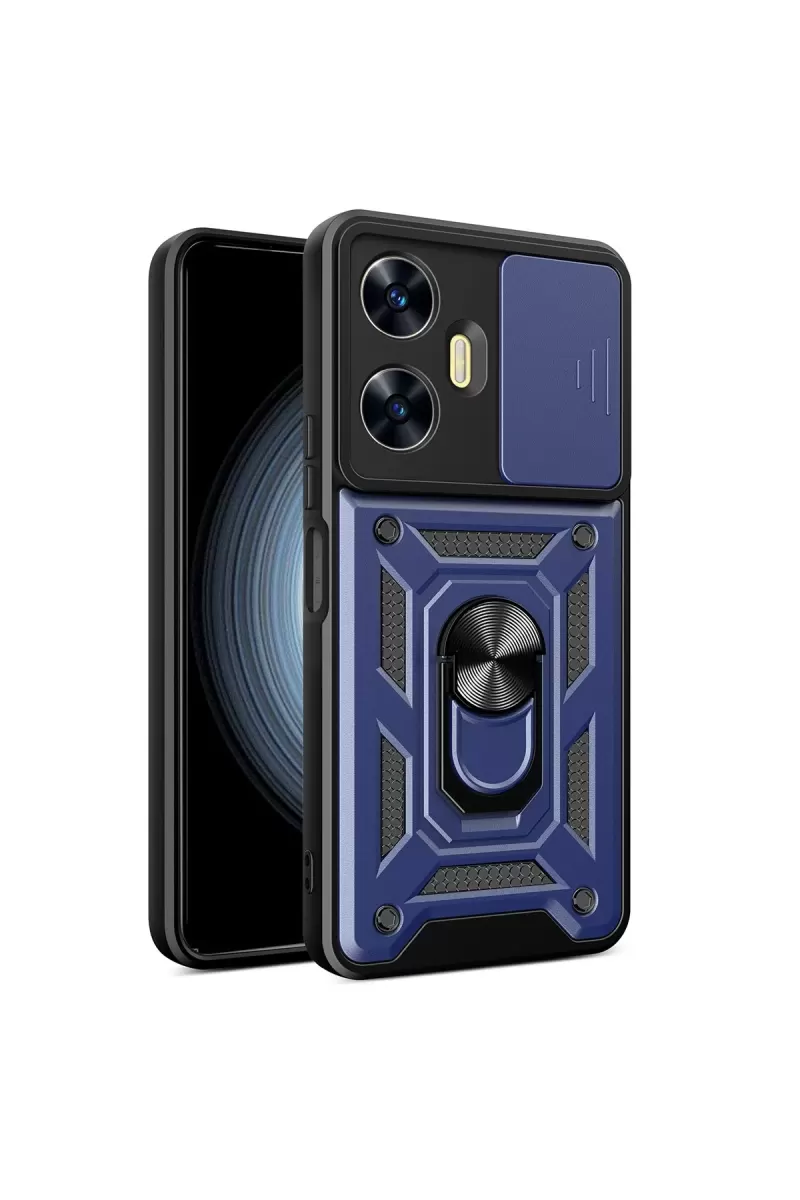 Newface Realme C55 Kılıf Pars Lens Yüzüklü Silikon - Lacivert