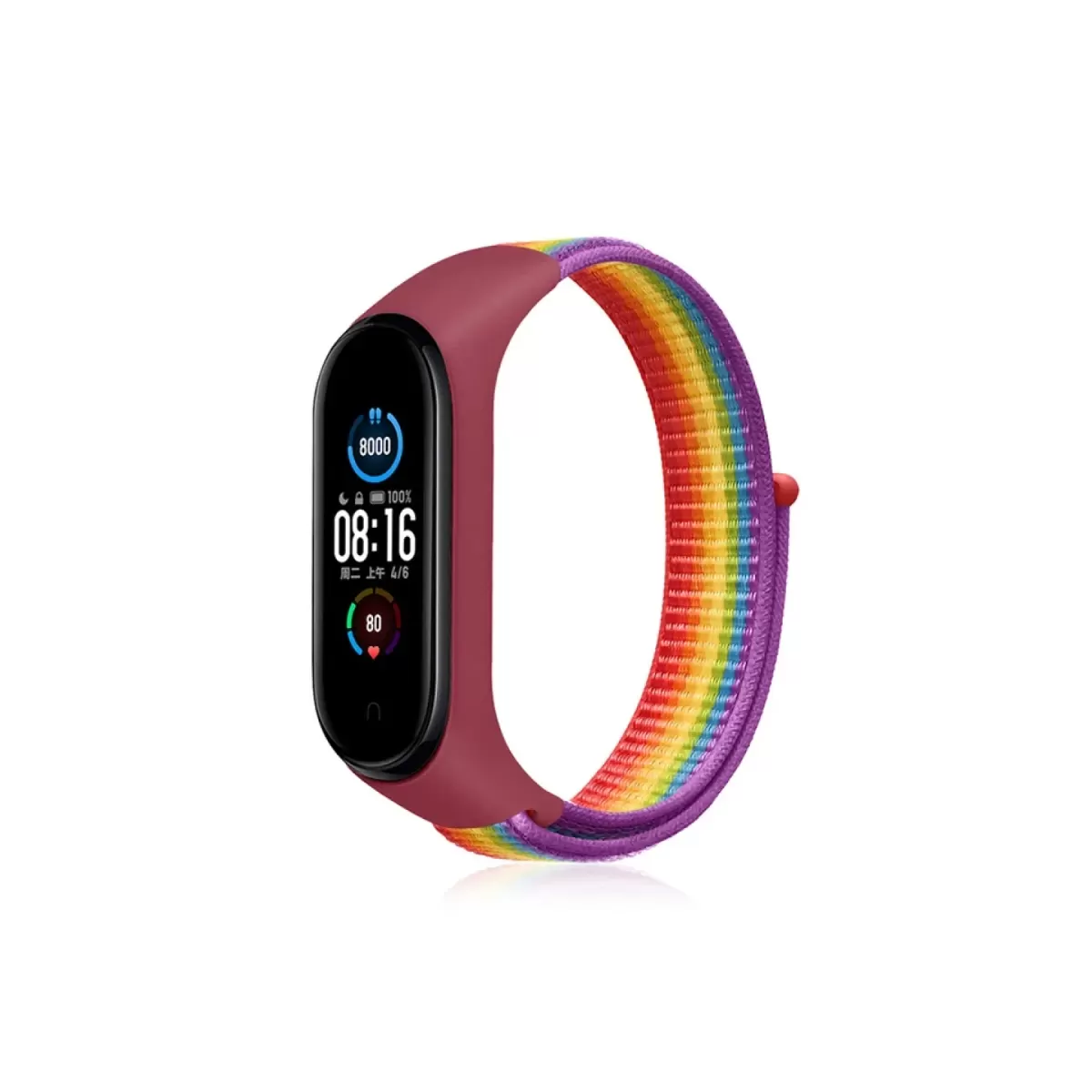 Newface Xiaomi Mi Band 4 Hasırlı Cırtcırtlı Kordon - Gökkuşağı