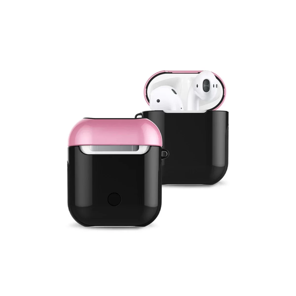 Newface Apple Airpods 2 (2.nesil) 3in1 Kılıf - Siyah-Pembe