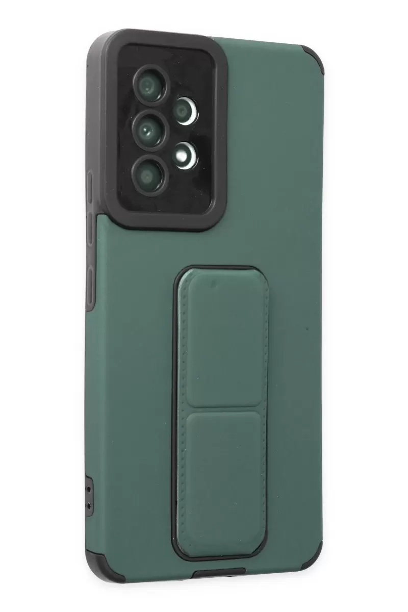 Newface Samsung Galaxy A53 5G Kılıf Mega Standlı Silikon - Yeşil