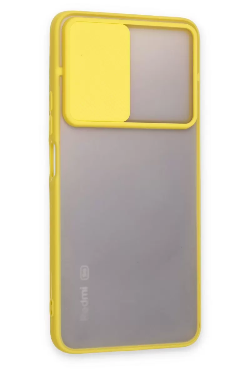 Newface Xiaomi Redmi Note 11 Pro Plus 5G Kılıf Palm Buzlu Kamera Sürgülü Silikon - Sarı