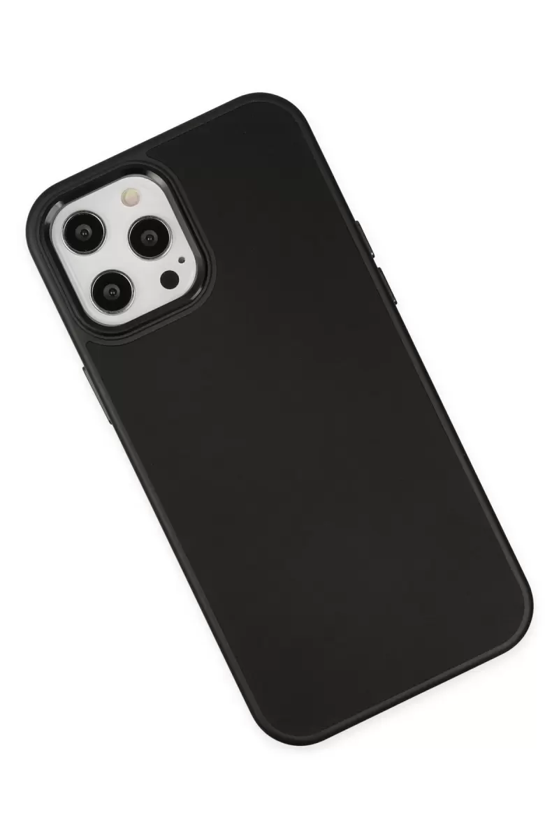 Newface Apple iPhone 12 Pro Max Kılıf Asya Deri Silikon - Siyah