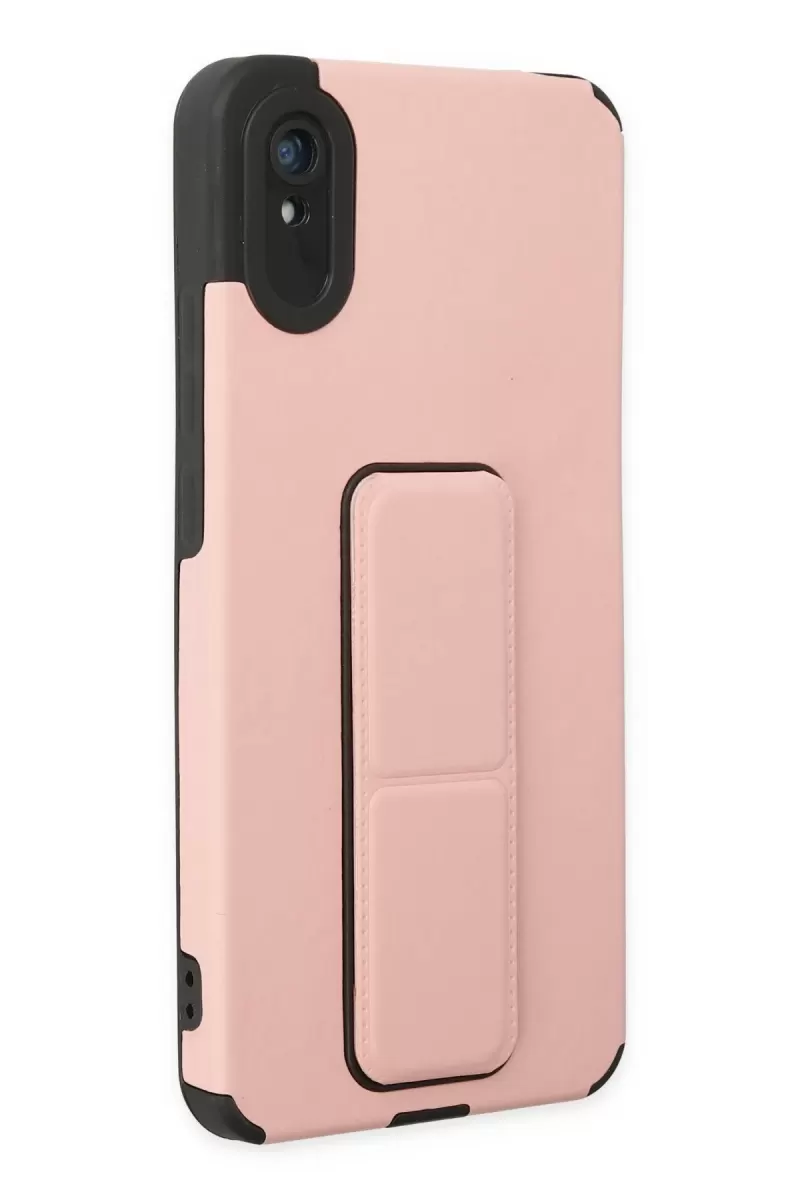 Newface Xiaomi Redmi 9A Kılıf Mega Standlı Silikon - Pudra
