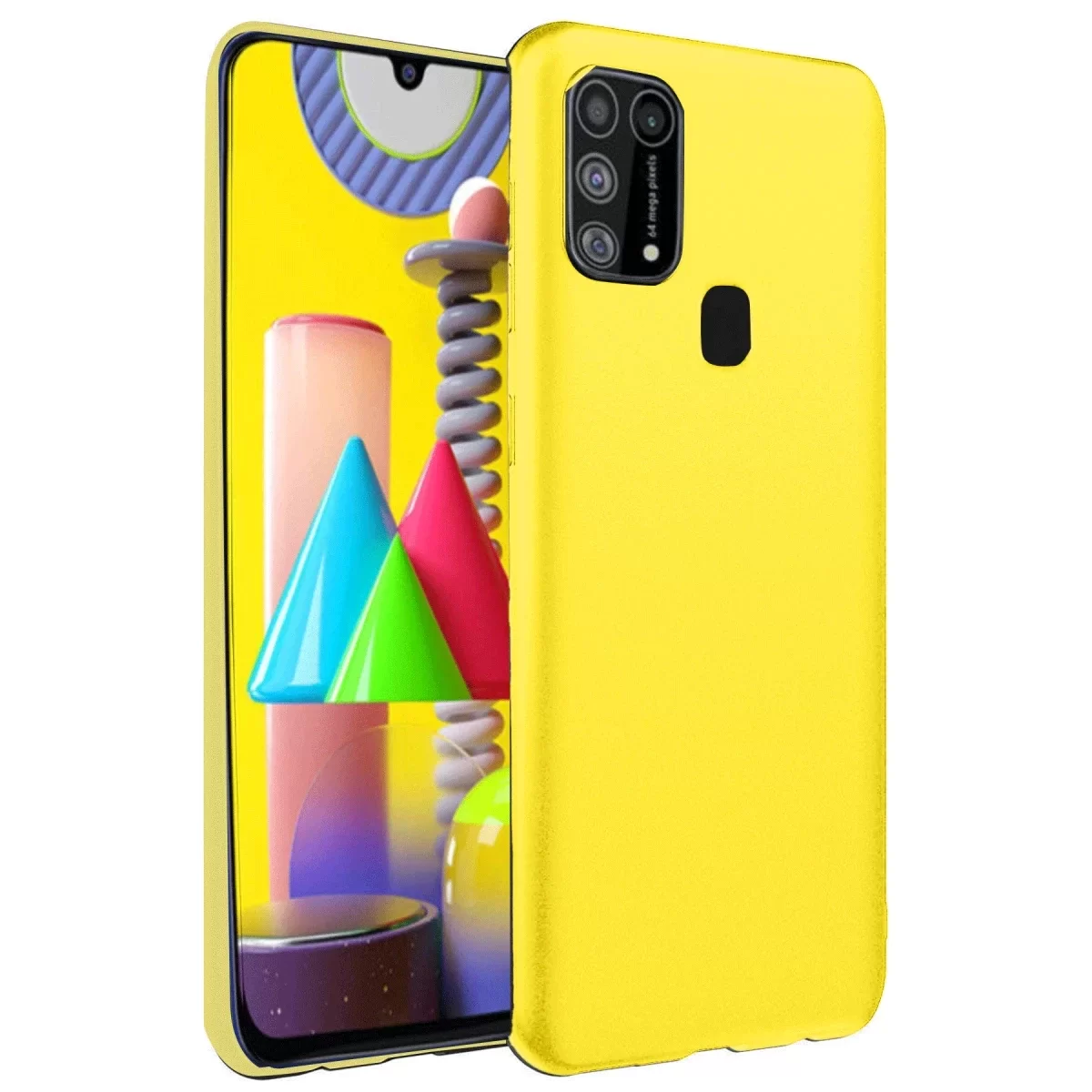 Newface Samsung Galaxy M31 Kılıf Nano içi Kadife Silikon - Sarı