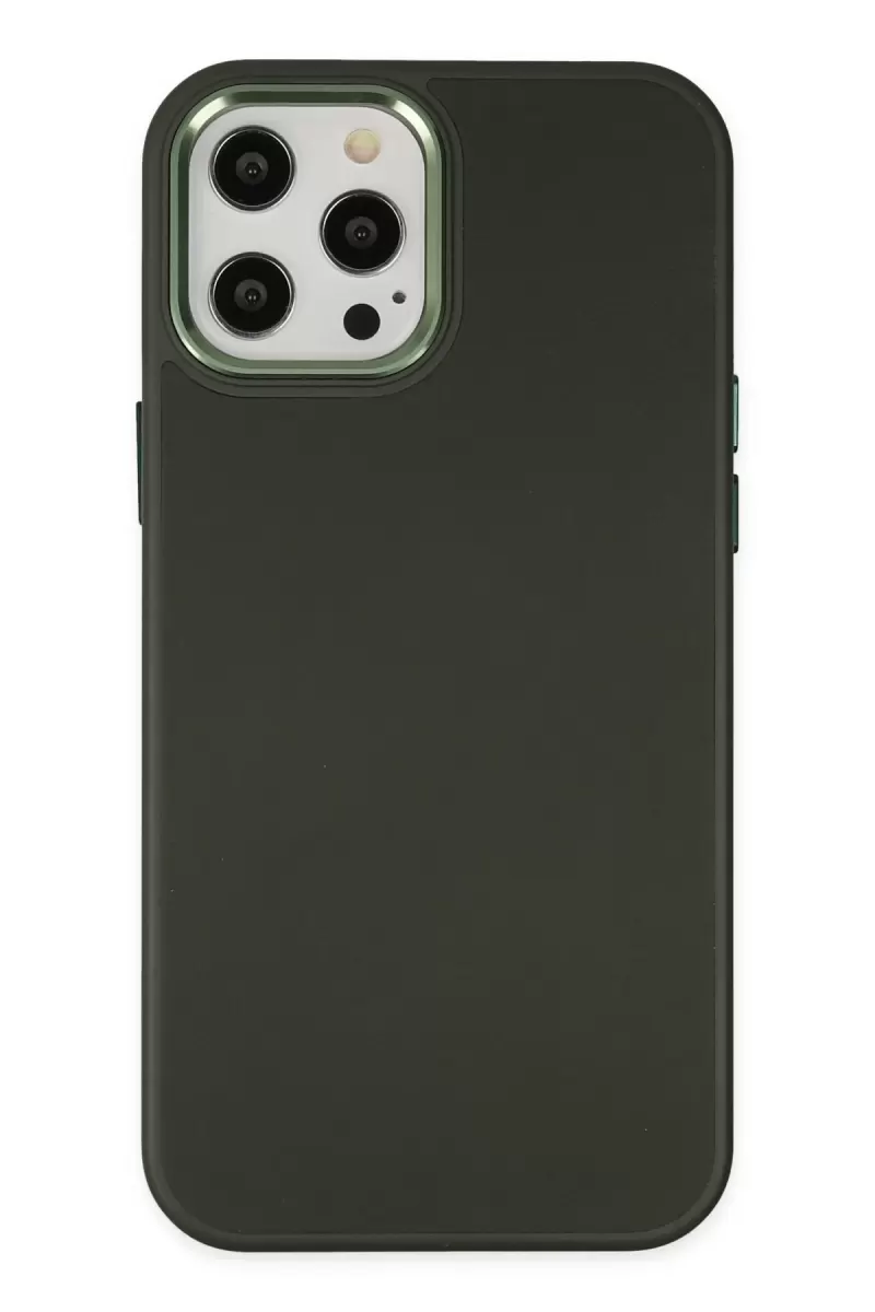 Newface Apple iPhone 12 Pro Max Kılıf Asya Deri Silikon - Koyu Yeşil
