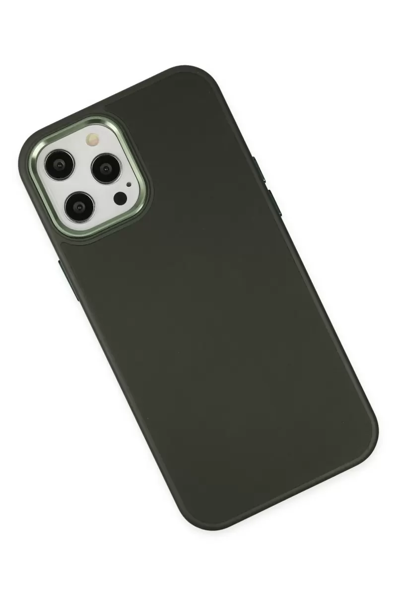 Newface Apple iPhone 12 Pro Max Kılıf Asya Deri Silikon - Koyu Yeşil