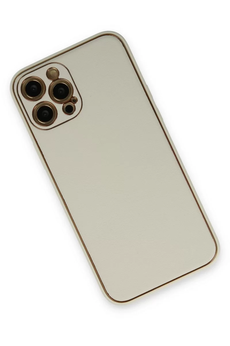 Newface Apple iPhone 12 Pro Max Kılıf Coco Deri Silikon Kapak - Beyaz
