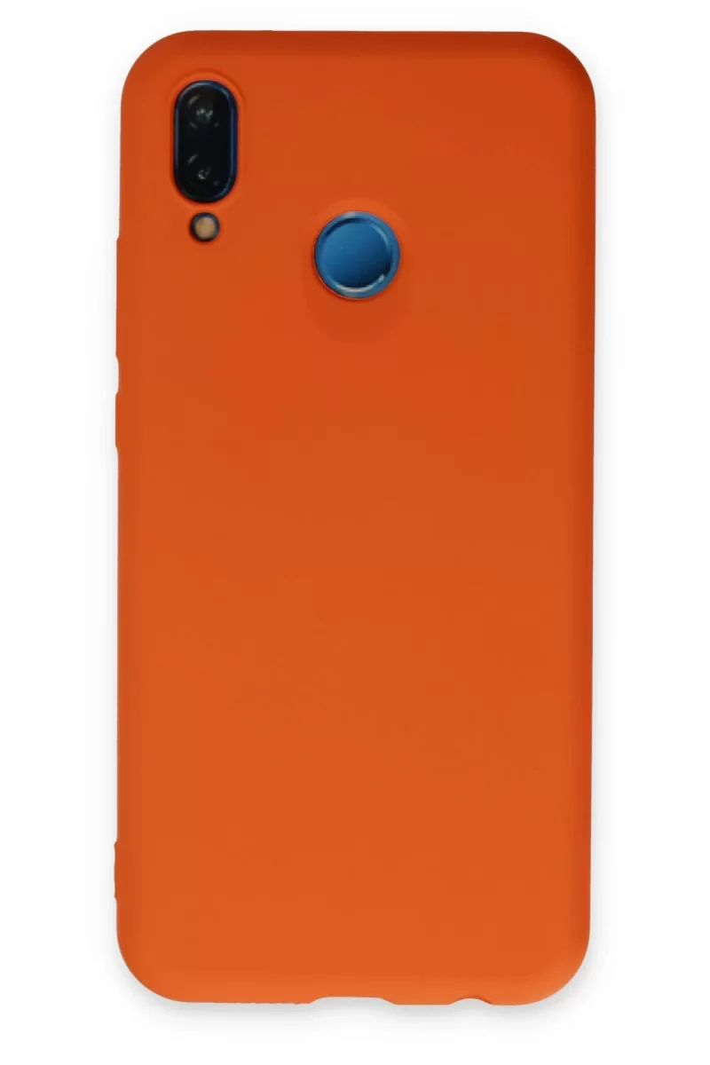 Newface Huawei P20 Lite Kılıf Nano içi Kadife Silikon - Turuncu