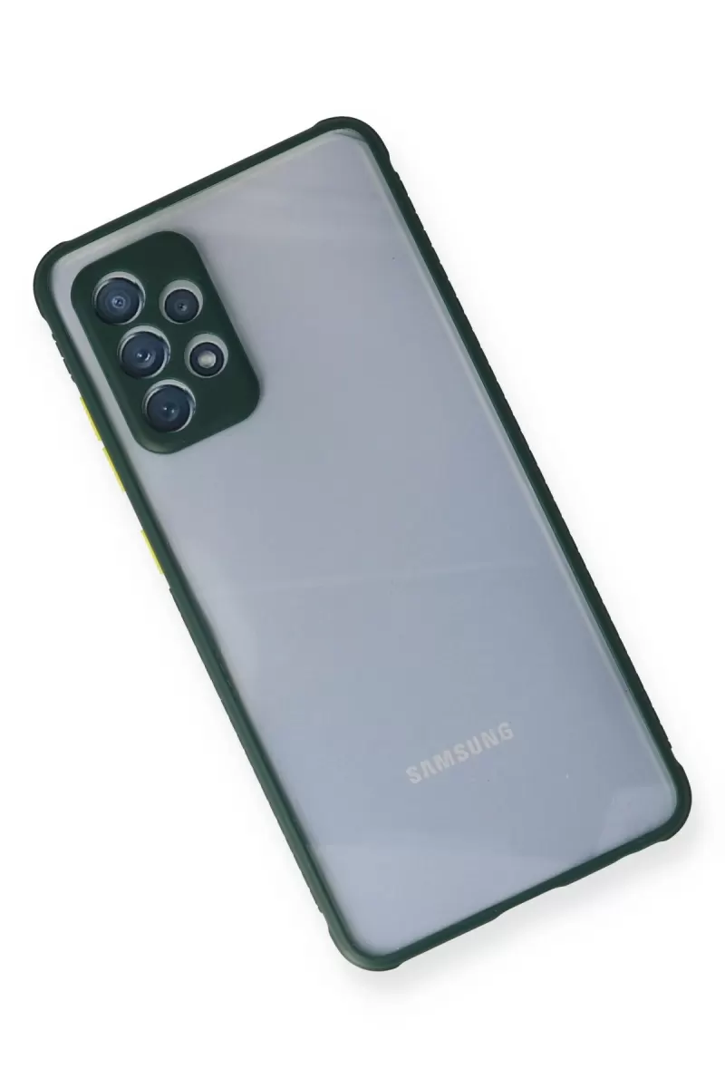 Newface Samsung Galaxy A72 Kılıf Miami Şeffaf Silikon - Koyu Yeşil