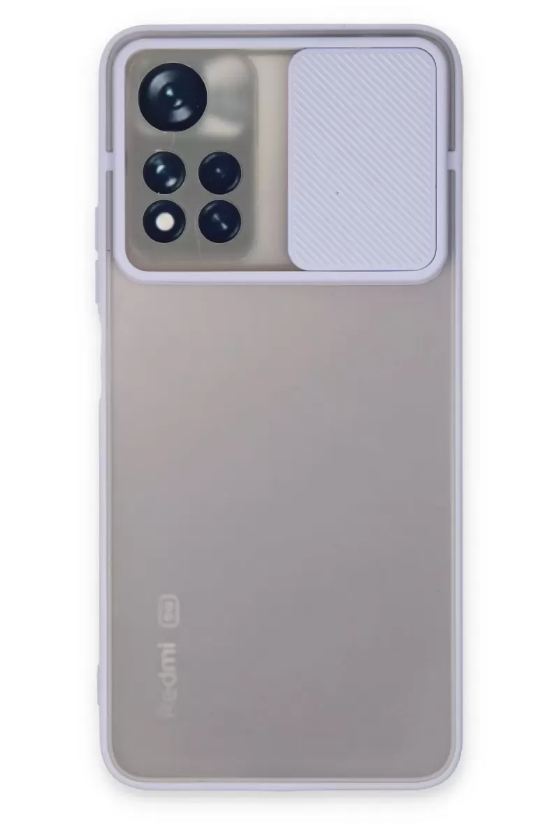 Newface Xiaomi Redmi Note 11T Kılıf Palm Buzlu Kamera Sürgülü Silikon - Lila