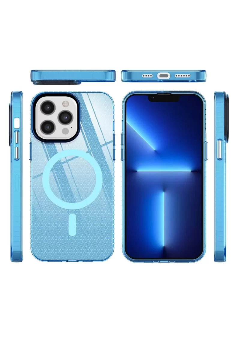 Newface Apple iPhone 12 Pro Max Kılıf Beta Magneticsafe Silikon - Mavi