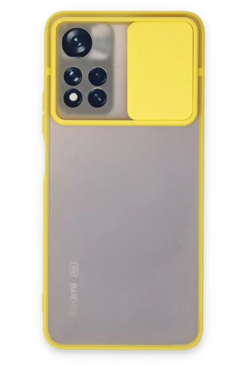 Newface Xiaomi Redmi Note 11T Kılıf Palm Buzlu Kamera Sürgülü Silikon - Sarı