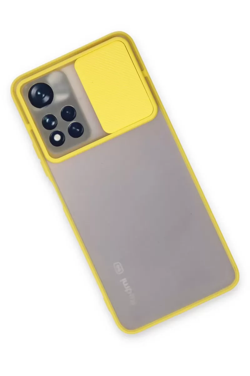Newface Xiaomi Redmi Note 11T Kılıf Palm Buzlu Kamera Sürgülü Silikon - Sarı