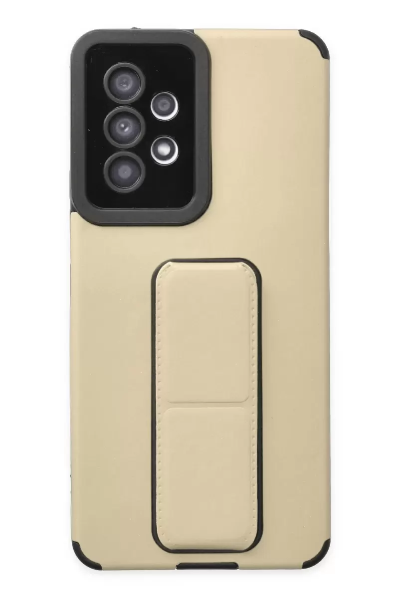 Newface Samsung Galaxy A53 5G Kılıf Mega Standlı Silikon - Gold