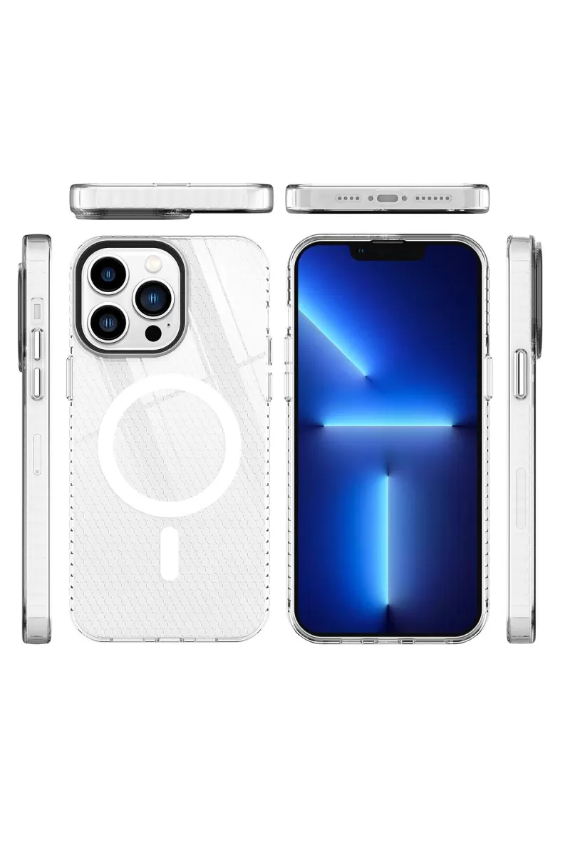 Newface Apple iPhone 13 Pro Kılıf Beta Magneticsafe Silikon - Şeffaf