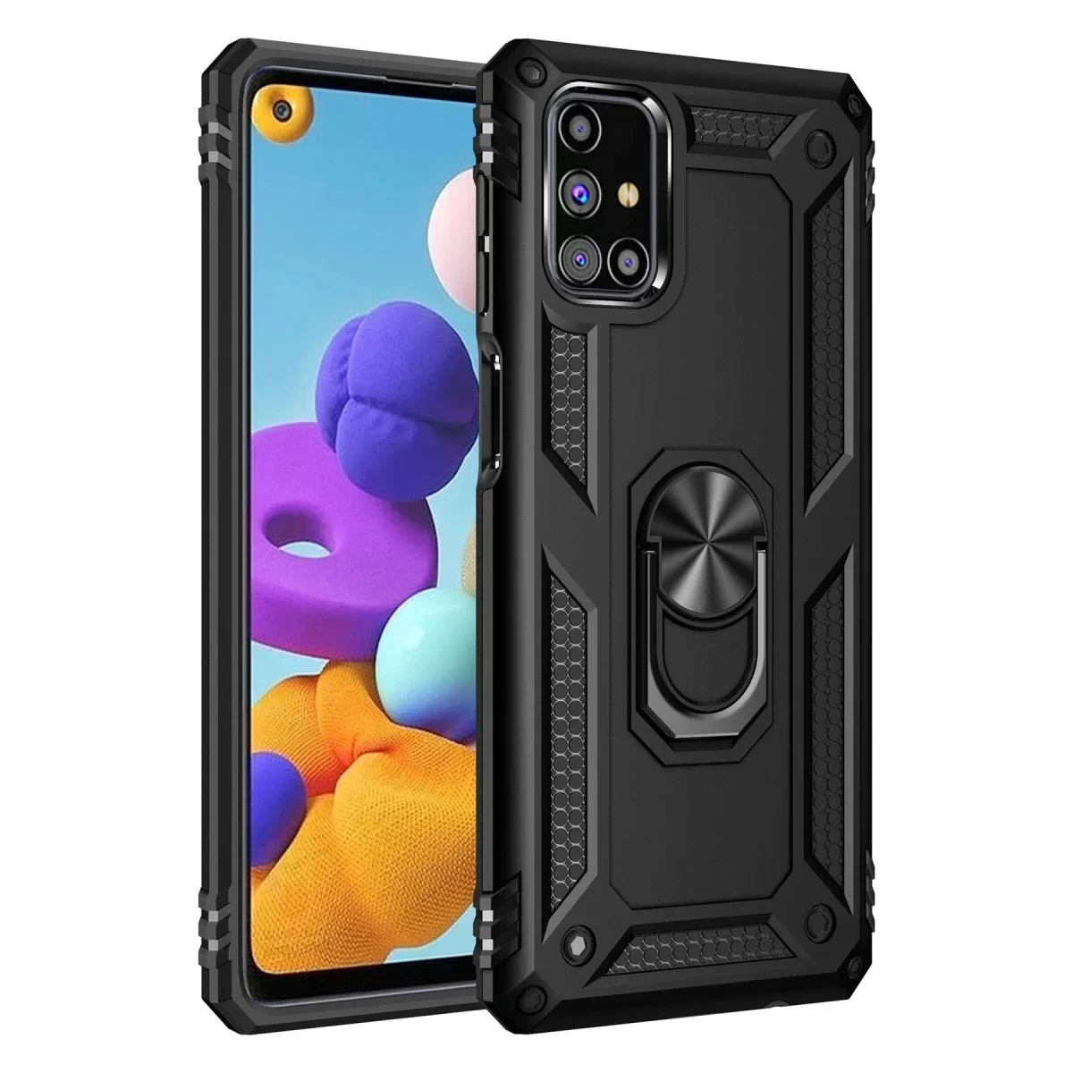 Newface Samsung Galaxy M51 Kılıf Sofya Yüzüklü Silikon Kapak - Siyah