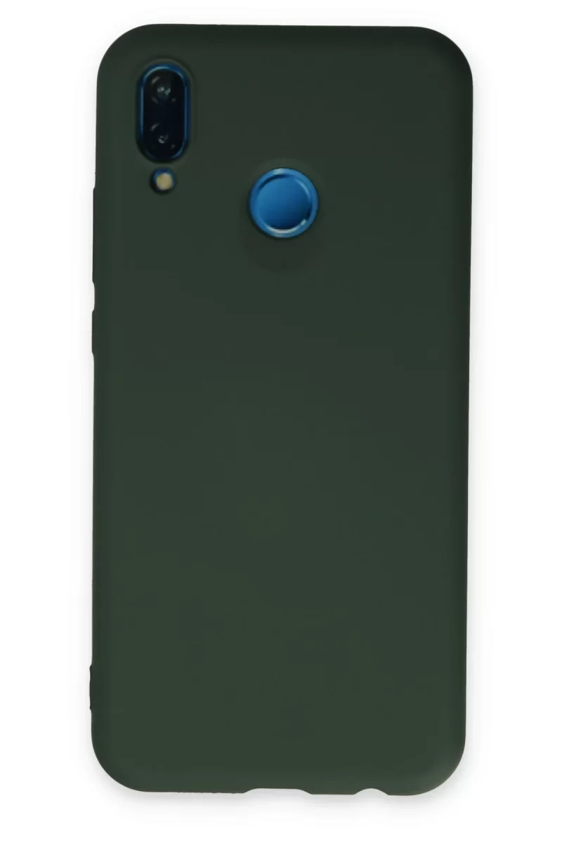 Newface Huawei P20 Lite Kılıf Nano içi Kadife Silikon - Koyu Yeşil