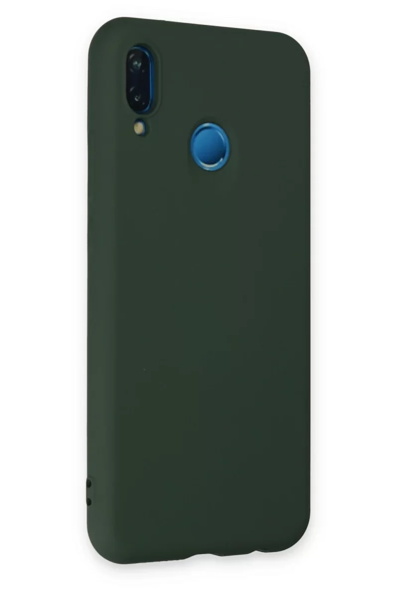 Newface Huawei P20 Lite Kılıf Nano içi Kadife Silikon - Koyu Yeşil