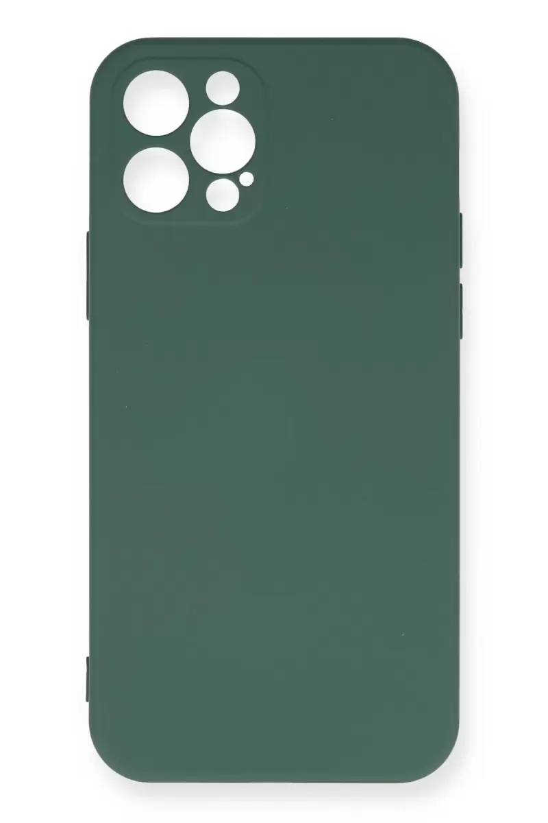 Newface Apple iPhone 12 Pro Max Kılıf Nano içi Kadife Silikon - Koyu Yeşil