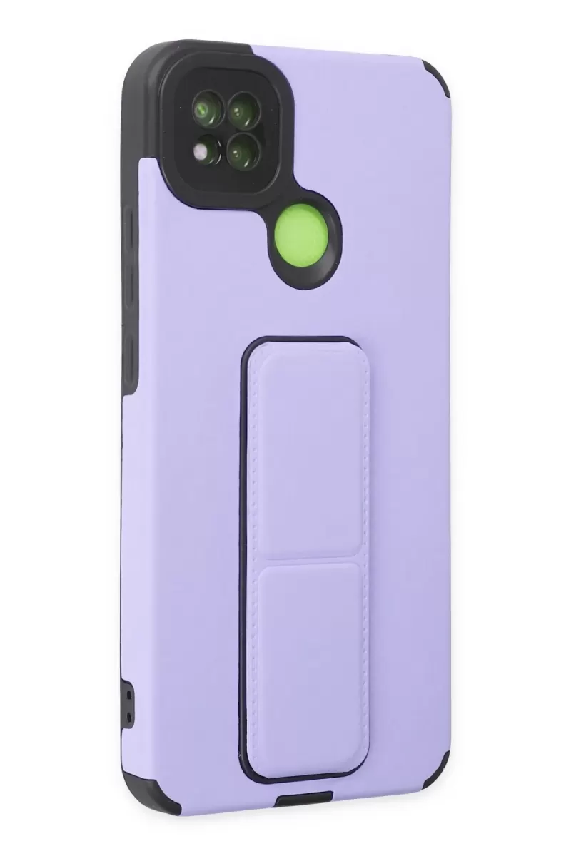 Newface Xiaomi Redmi 9C Kılıf Mega Standlı Silikon - Lila