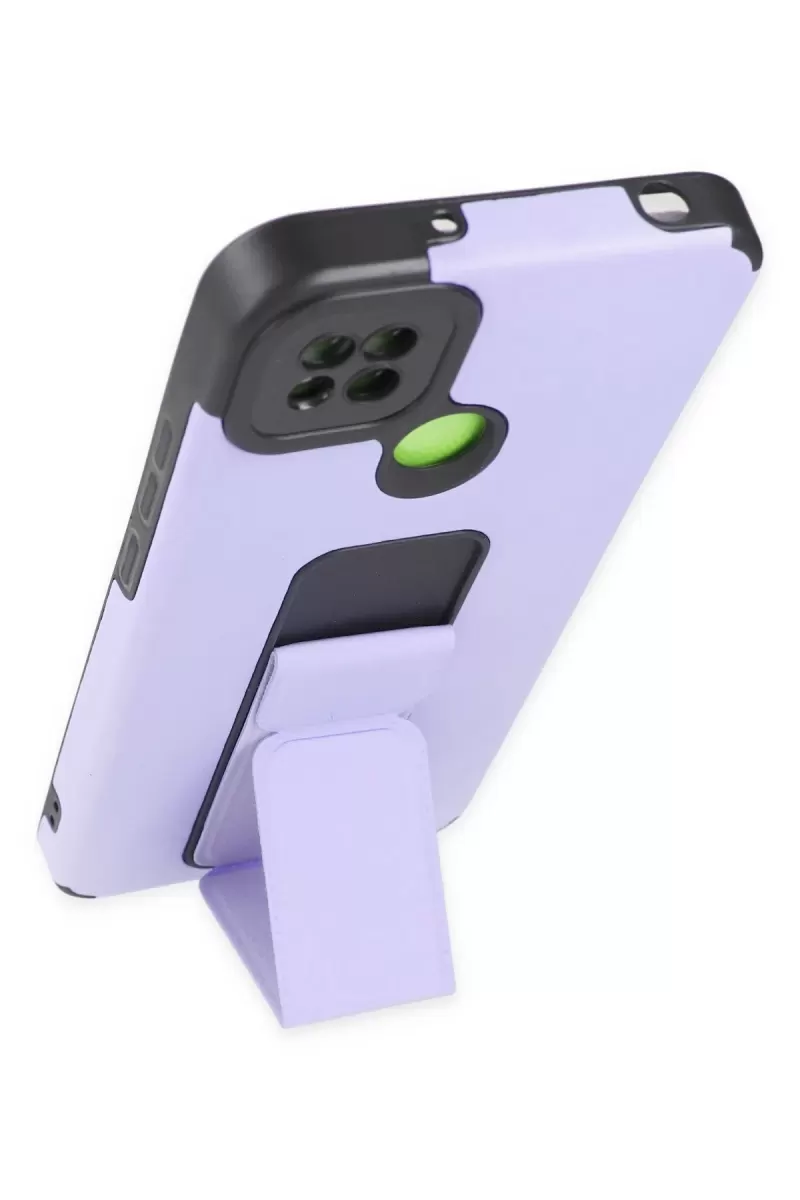 Newface Xiaomi Redmi 9C Kılıf Mega Standlı Silikon - Lila