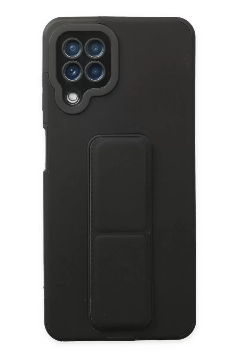 Newface Samsung Galaxy A22 Kılıf Mega Standlı Silikon - Siyah