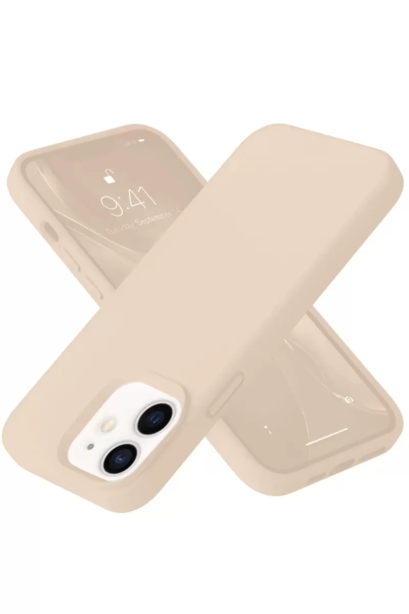 Newface Apple iPhone 12 Kılıf Nano içi Kadife Silikon - Pudra