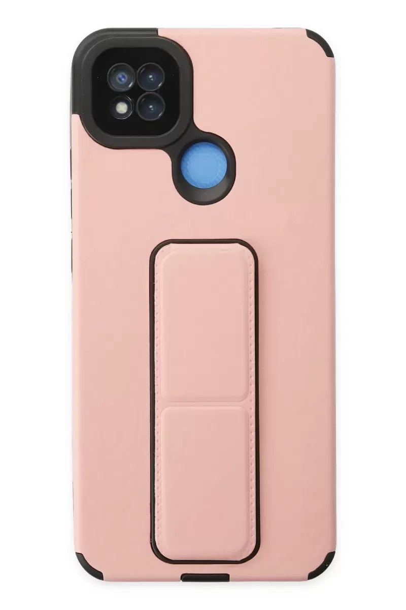 Newface Xiaomi Redmi 9C Kılıf Mega Standlı Silikon - Pudra
