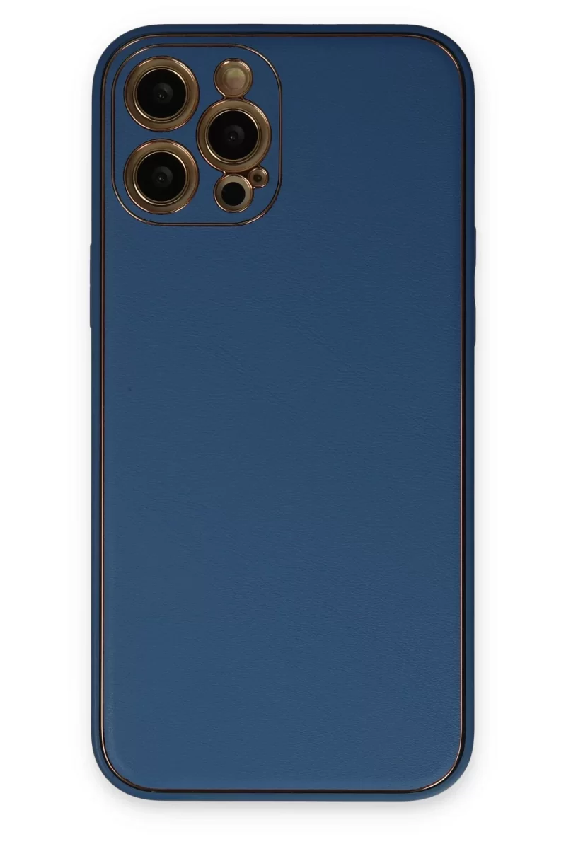 Newface Apple iPhone 12 Pro Max Kılıf Coco Deri Silikon Kapak - Açık Mavi