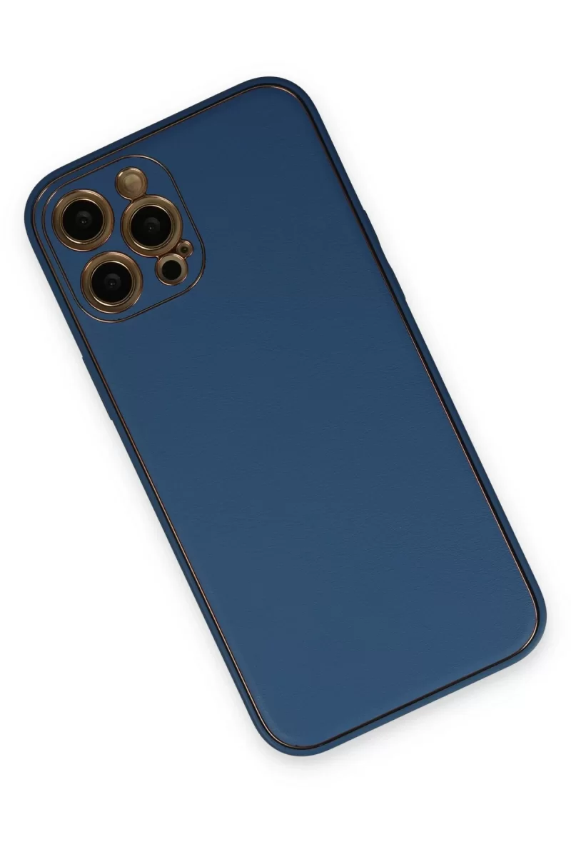 Newface Apple iPhone 12 Pro Max Kılıf Coco Deri Silikon Kapak - Açık Mavi
