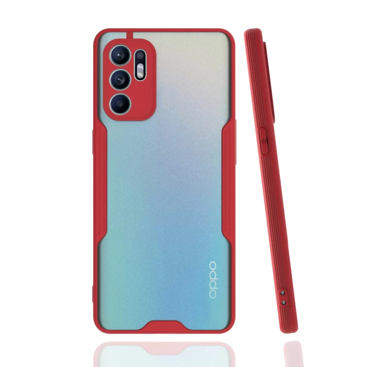 Newface Oppo Reno 6 Kılıf Platin Silikon - Kırmızı