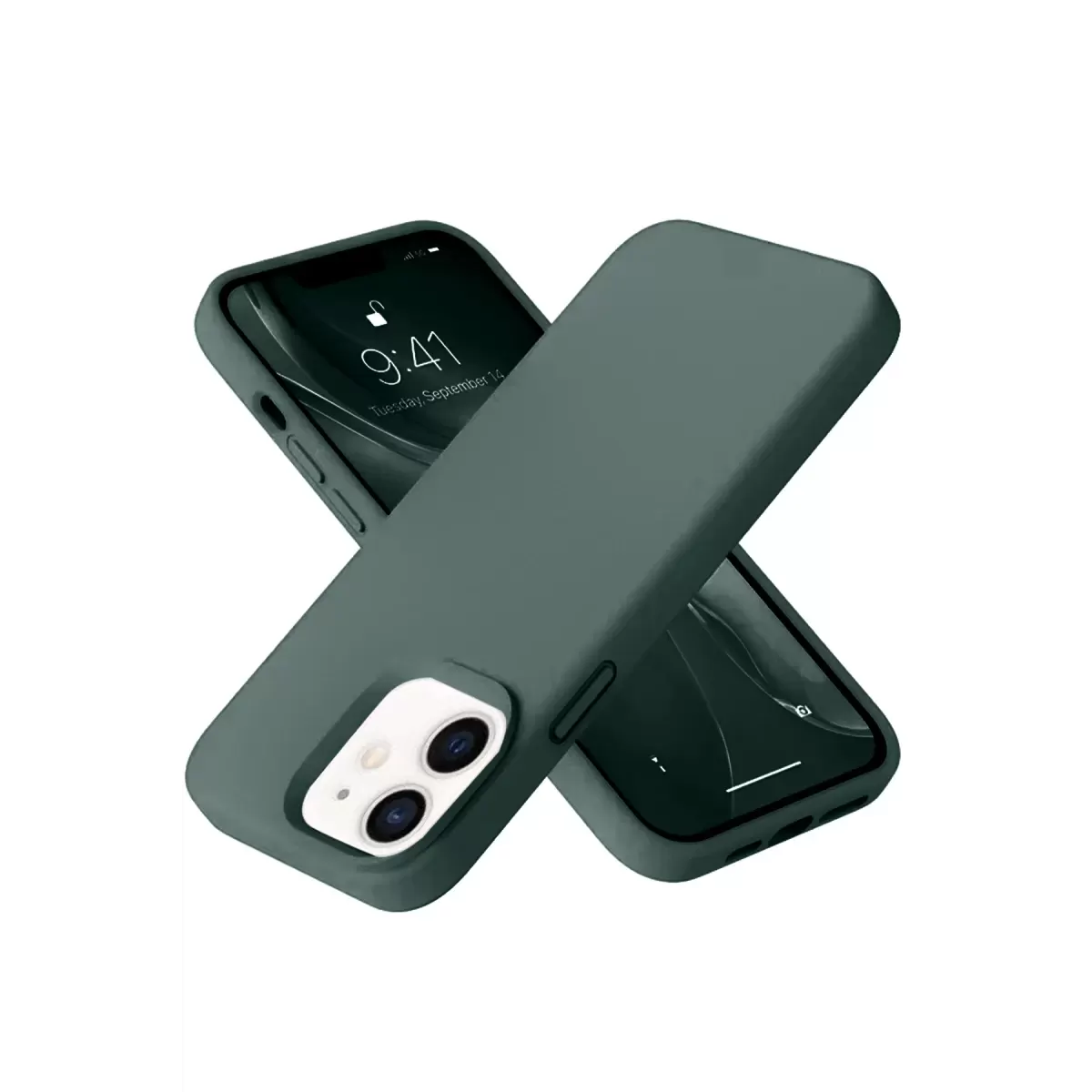 Newface Apple iPhone 12 Kılıf Nano içi Kadife Silikon - Koyu Yeşil