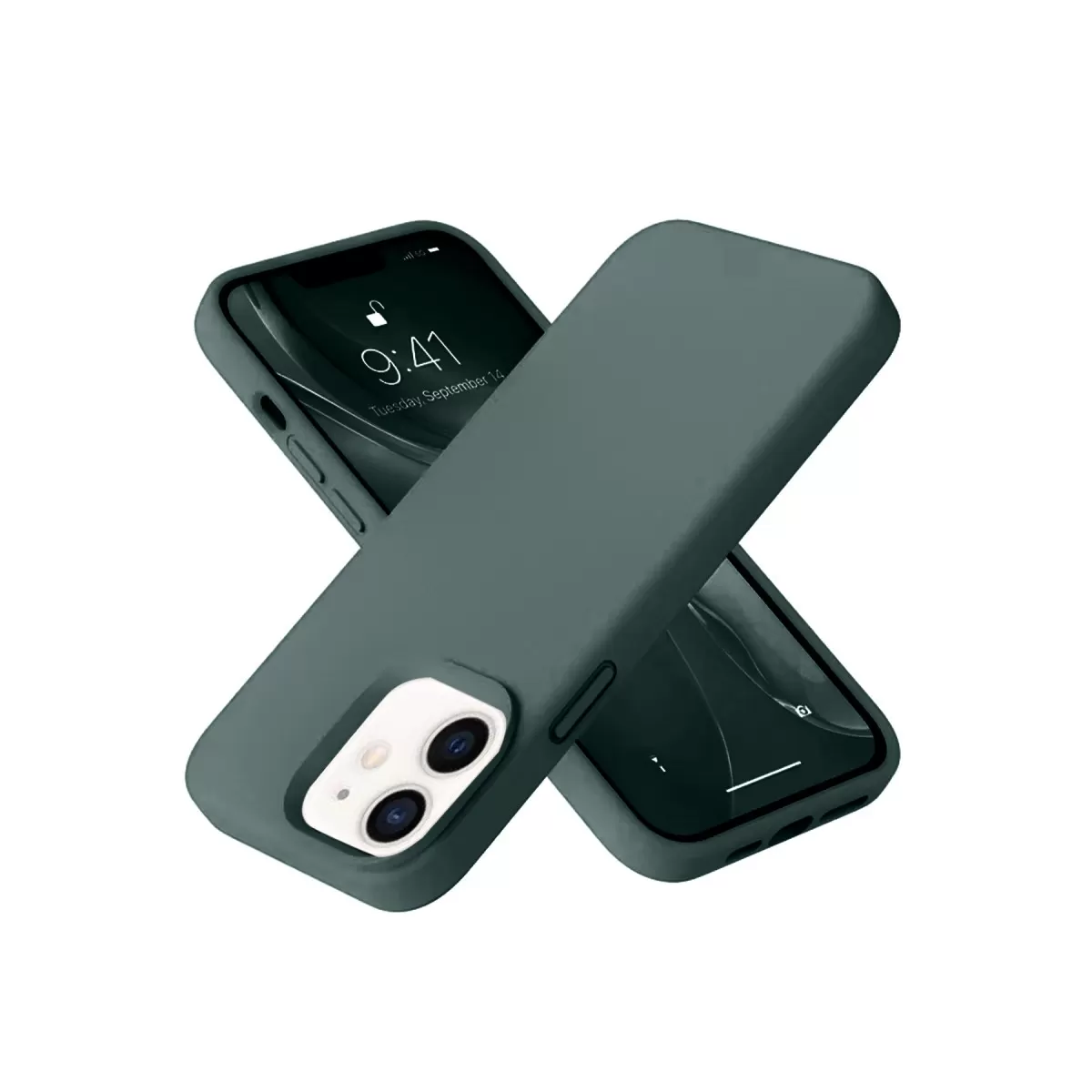 Newface Apple iPhone 12 Kılıf Nano içi Kadife Silikon - Koyu Yeşil