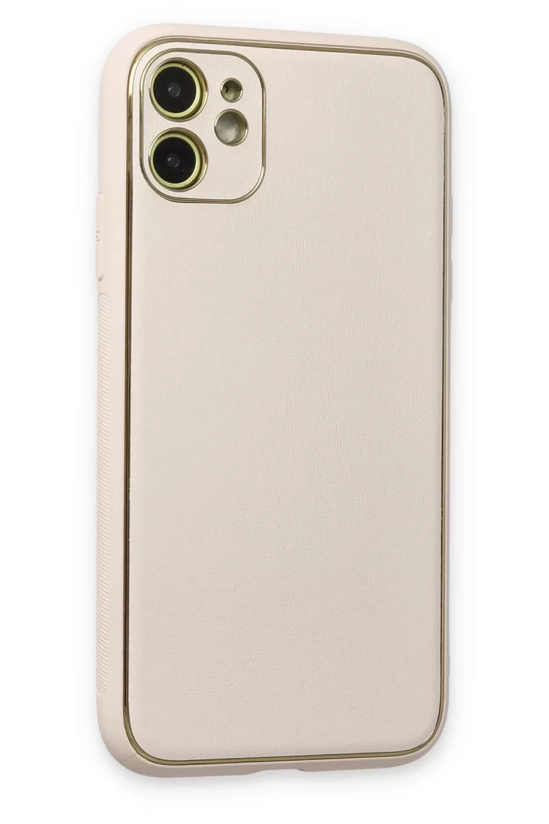 Newface Apple iPhone 12 Kılıf Coco Deri Silikon Kapak - Beyaz