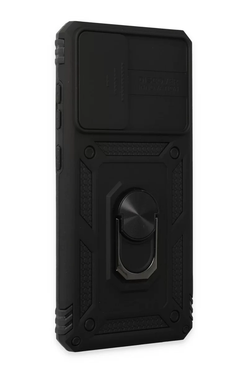 Newface Samsung Galaxy A72 Kılıf Pars Lens Yüzüklü Silikon - Siyah