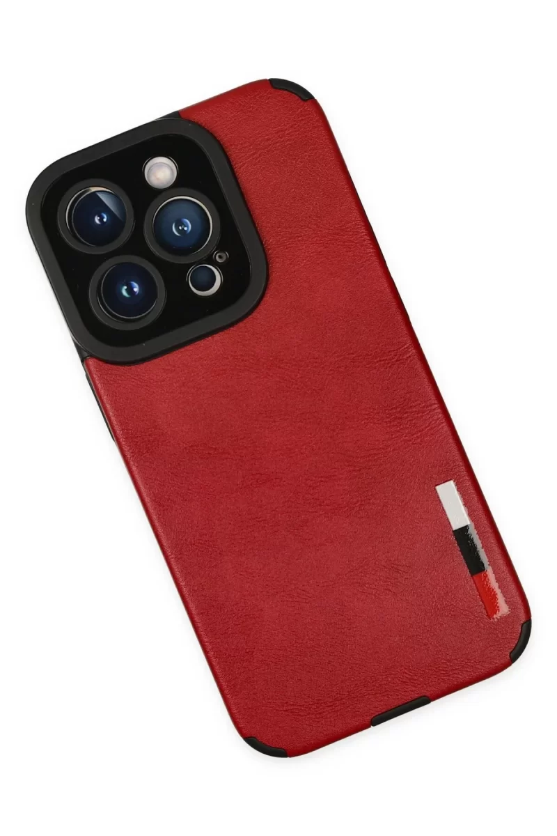 Newface Apple iPhone 14 Pro Kılıf Loop Deri Silikon - Kırmızı