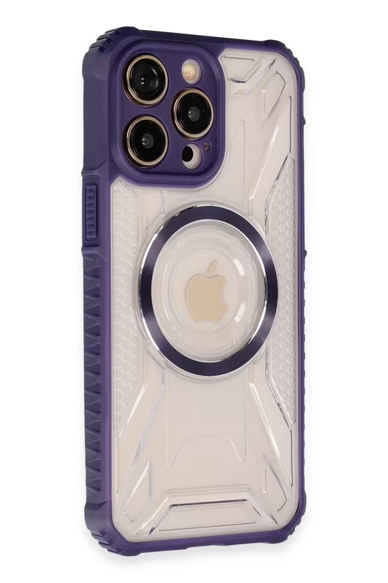 Newface Apple iPhone 14 Pro Kılıf Prag Magneticsafe Kapak - Derin Mor