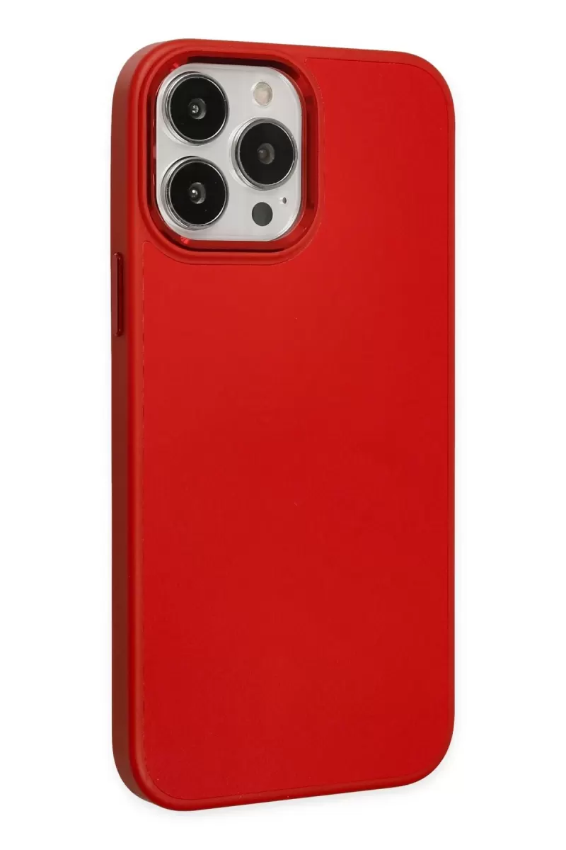 Newface Apple iPhone 13 Pro Kılıf Asya Deri Silikon - Kırmızı