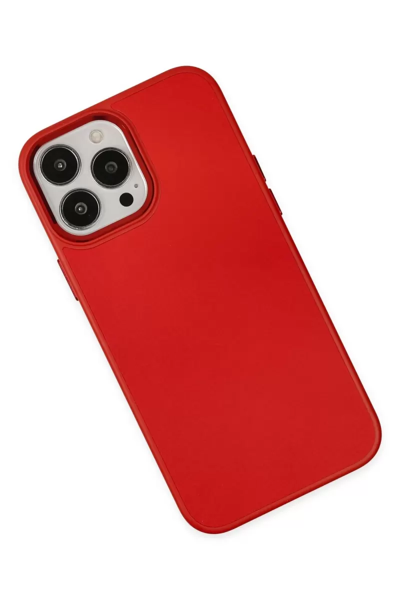 Newface Apple iPhone 13 Pro Kılıf Asya Deri Silikon - Kırmızı