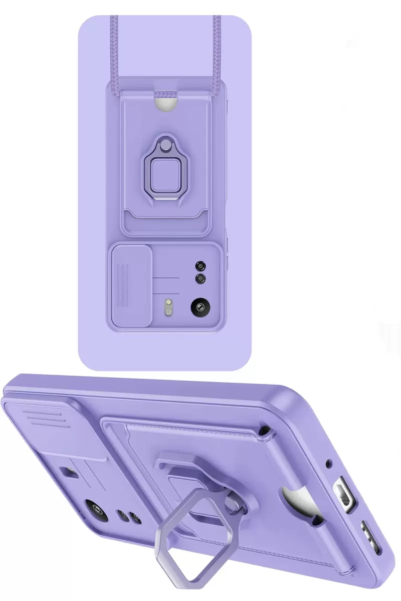 Newface Xiaomi Redmi 13C Kılıf Zuma Kartvizitli Yüzüklü Silikon - Lila