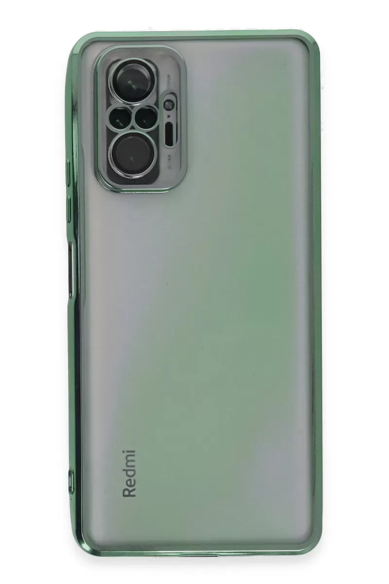 Newface Xiaomi Redmi Note 10 Pro Kılıf Razer Lensli Silikon - Yeşil
