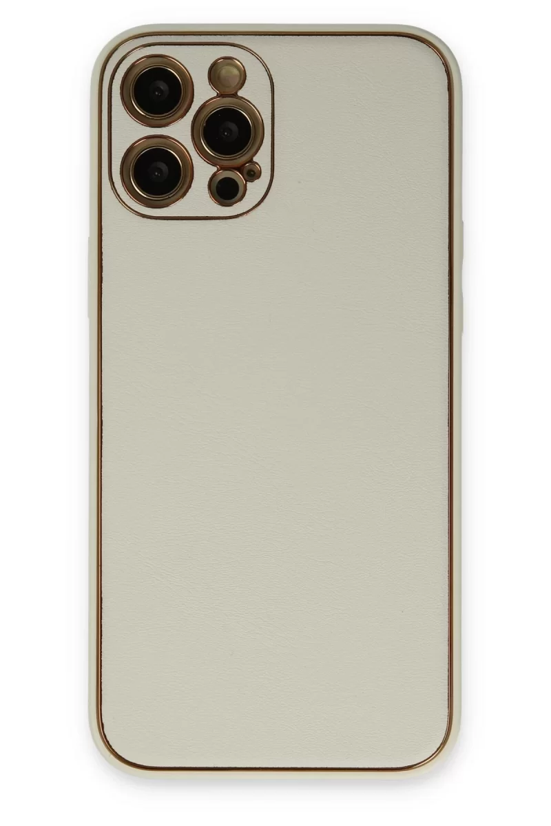 Newface Apple iPhone 12 Pro Kılıf Coco Deri Silikon Kapak - Beyaz