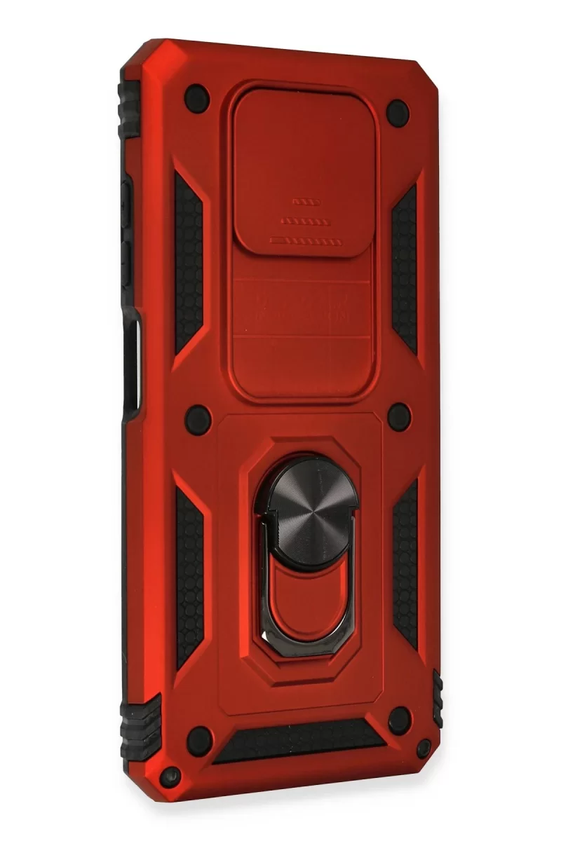 Newface Xiaomi Pocophone X3 Kılıf Pars Lens Yüzüklü Silikon - Kırmızı