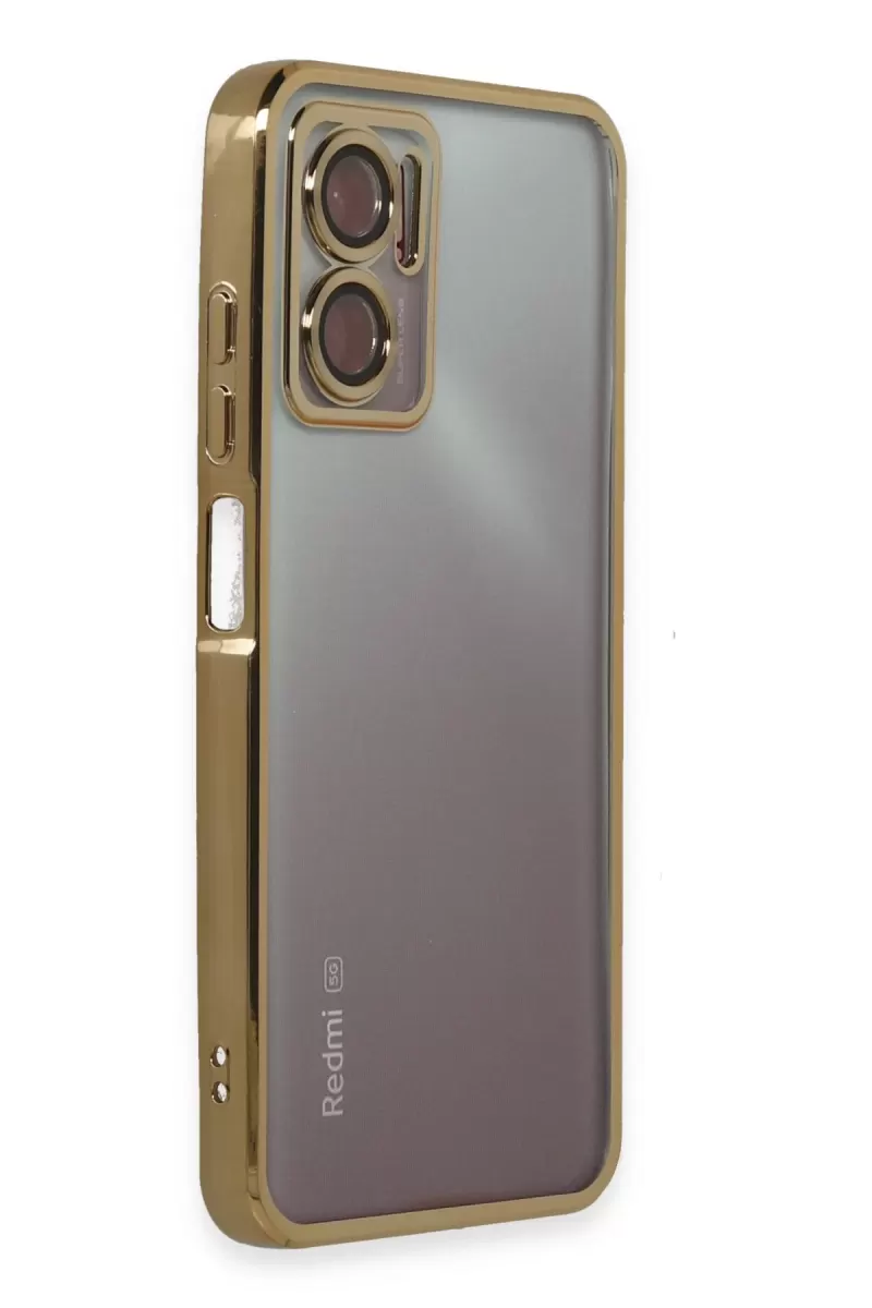 Newface Xiaomi Redmi 10 5G Kılıf Razer Lensli Silikon - Gold