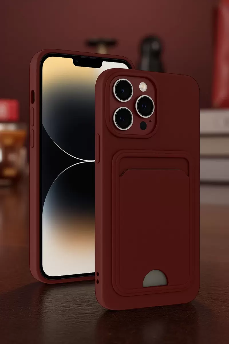 Newface Apple iPhone 13 Pro Max Kılıf Kelvin Kartvizitli Silikon - Kırmızı