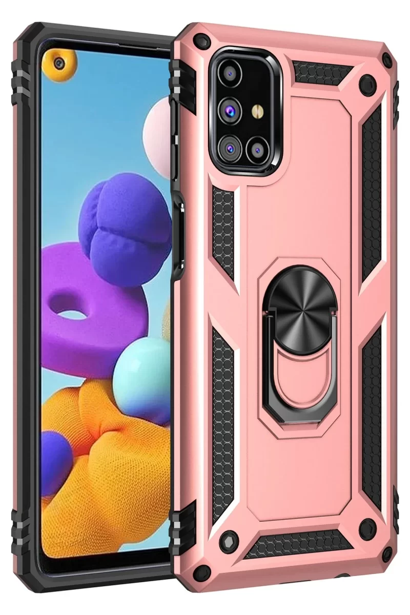 Newface Samsung Galaxy M51 Kılıf Sofya Yüzüklü Silikon Kapak - Rose